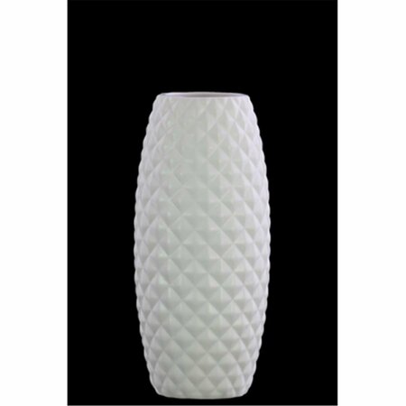 URBAN TRENDS COLLECTION Stoneware Cylindrical Vase with Wide Mouth, White 31851